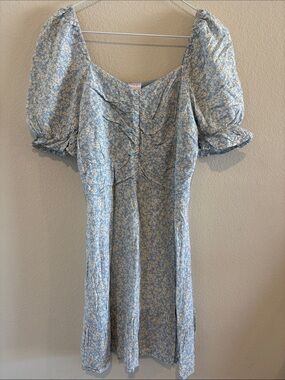 Blue Dress with white and orange flowers 💐
